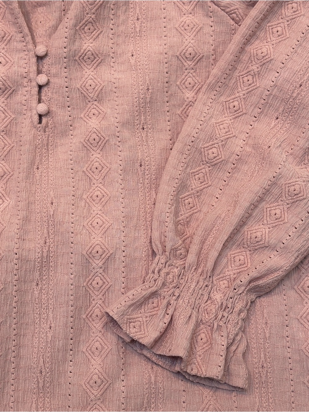 Frye Blush Eyelet V-Neck Peasant Blouse - Picture 2 of 3